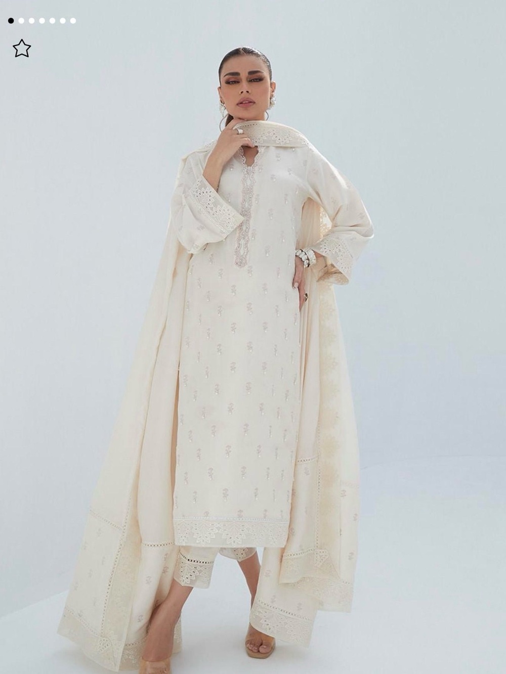 Farah Talib Aziz Cream Embroidered Ethnic Top